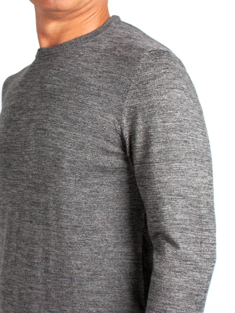 Bisiklet Yaka Ekru Melanj Yün Kazak