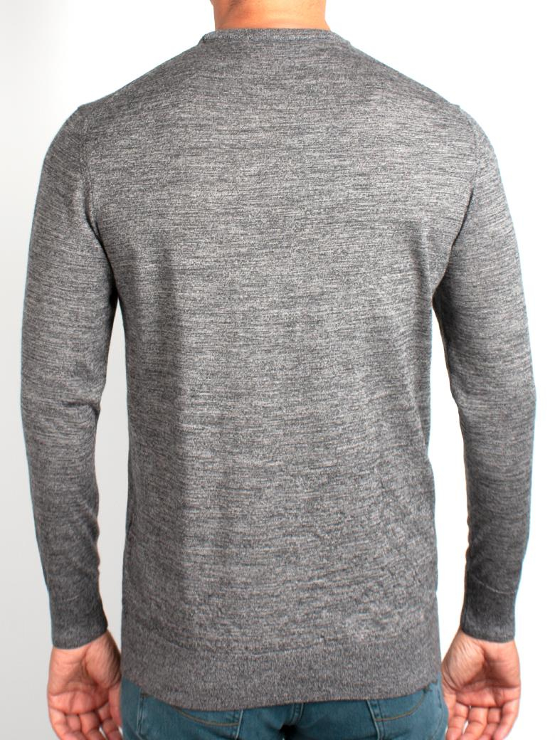 Bisiklet Yaka Ekru Melanj Yün Kazak