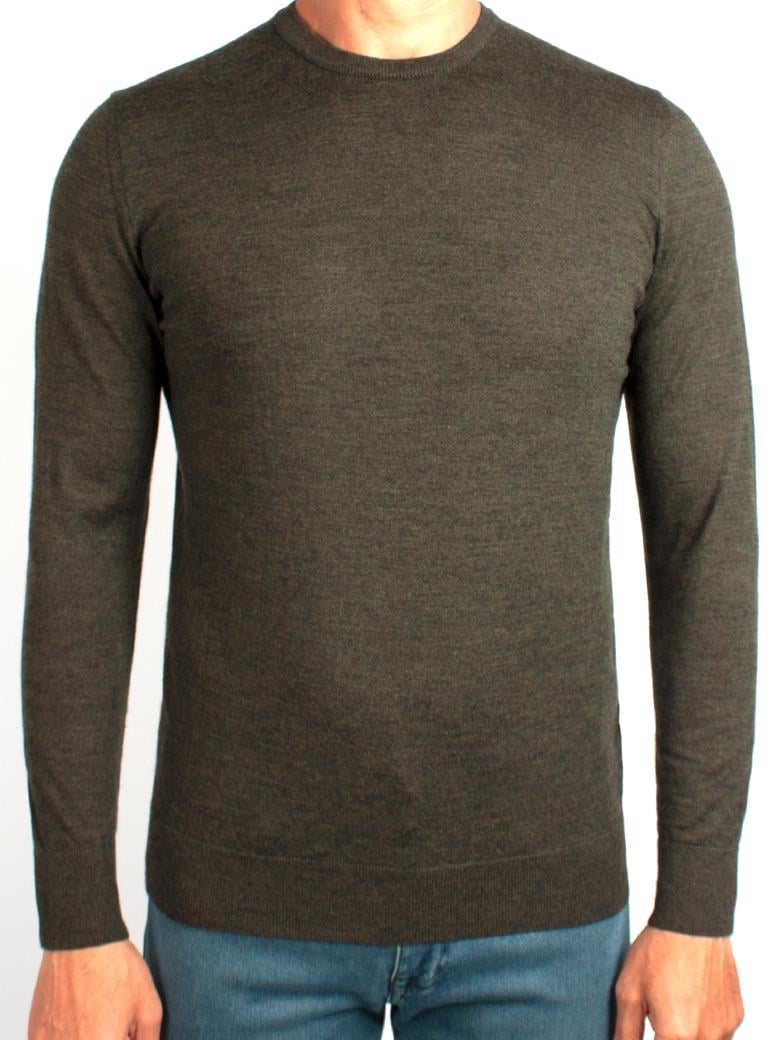 Bisiklet Yaka Haki Melanj Yün Kazak