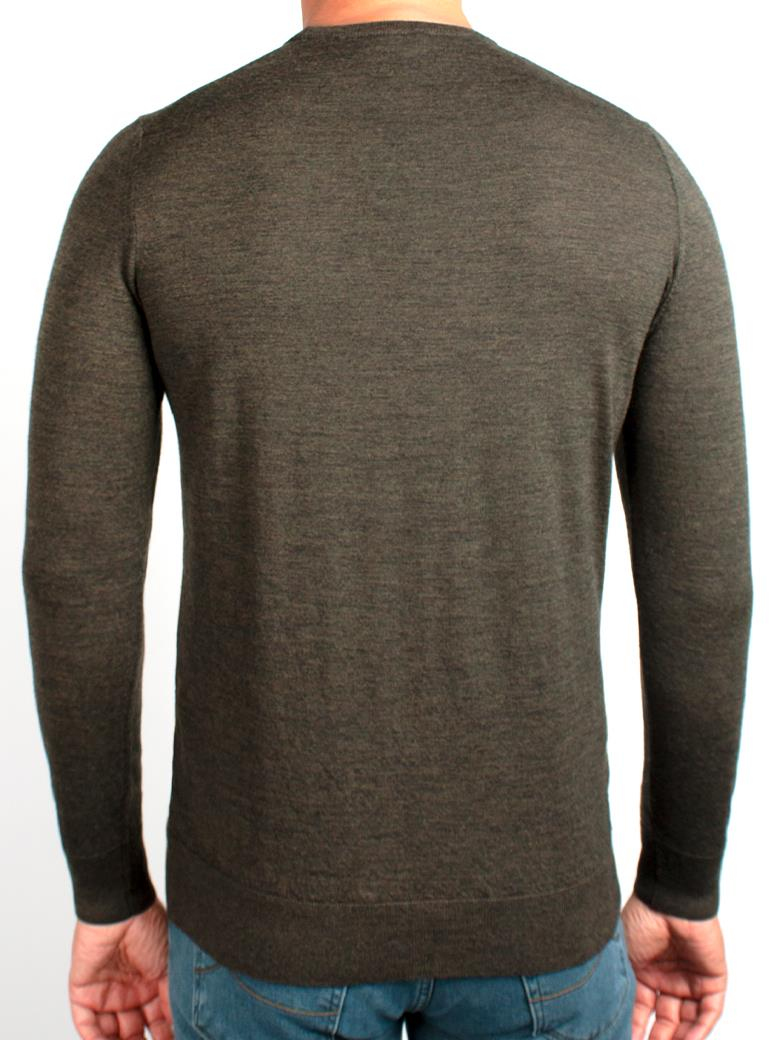 Bisiklet Yaka Haki Melanj Yün Kazak