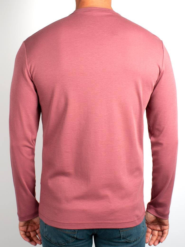 Bisiklet Yaka Uzun Kollu Gül Kurusu Merserize T-Shirt