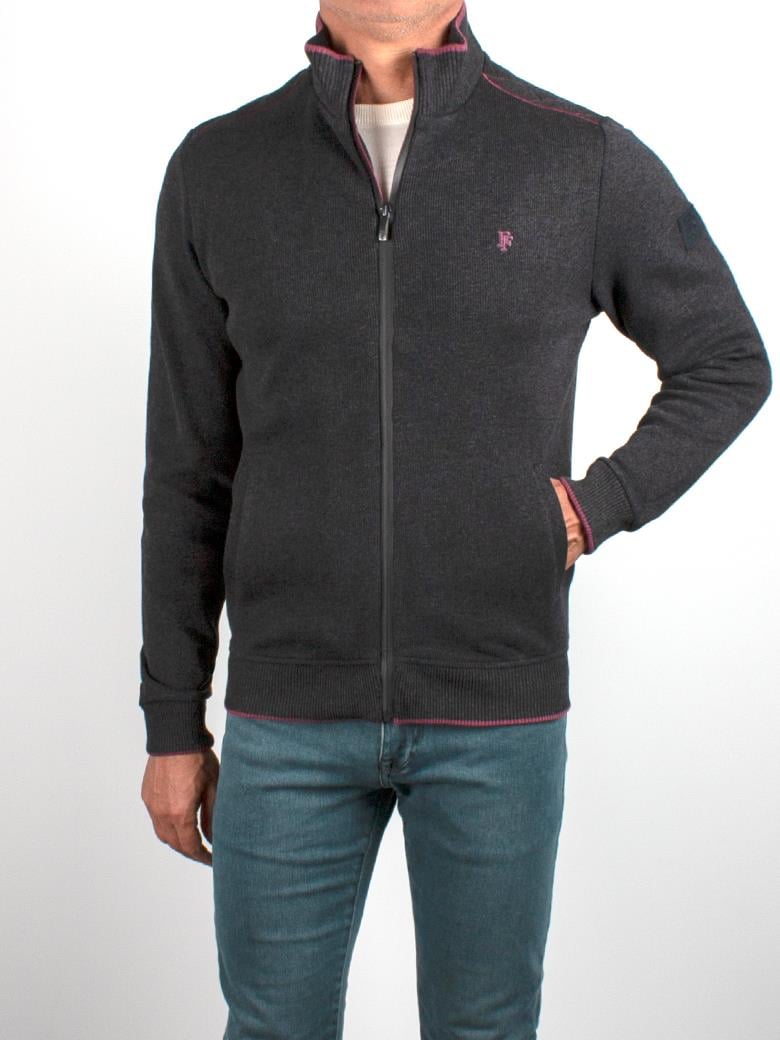 Dik Yaka Fermuarlı Pamuk Antrasit Sweatshirt