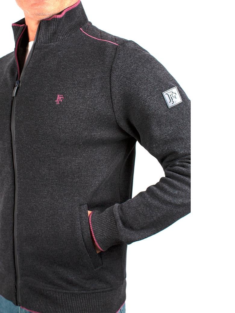 Dik Yaka Fermuarlı Pamuk Antrasit Sweatshirt