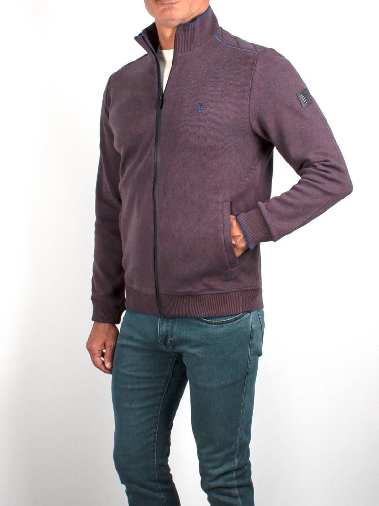 Dik Yaka Fermuarlı Pamuk Kahverengi Sweatshirt