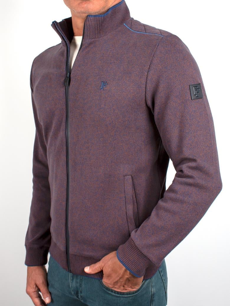 Dik Yaka Fermuarlı Pamuk Kahverengi Sweatshirt