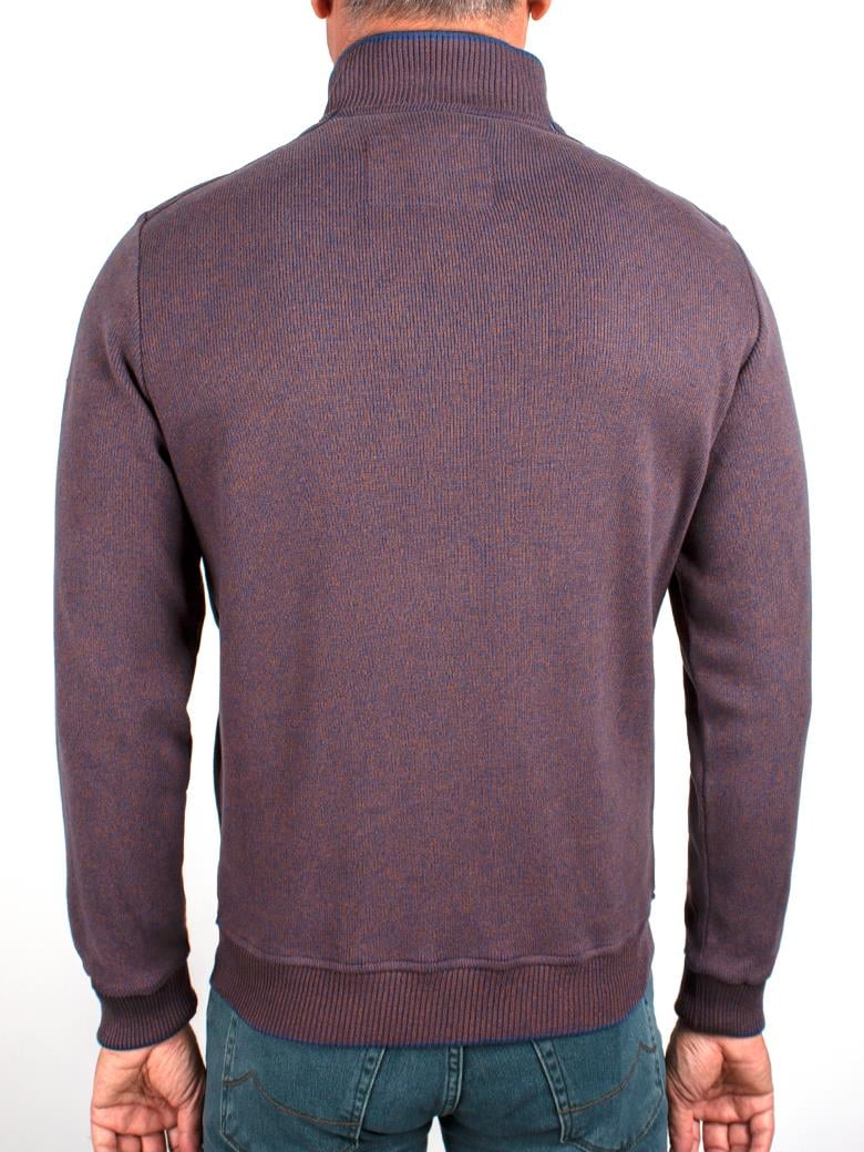 Dik Yaka Fermuarlı Pamuk Kahverengi Sweatshirt
