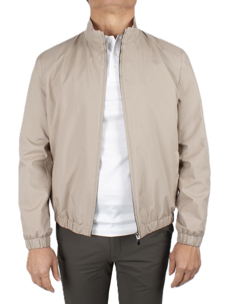 Dik Yaka Rüzgar Geçirmez İçi Pamuklu Bej Yazlık Mont