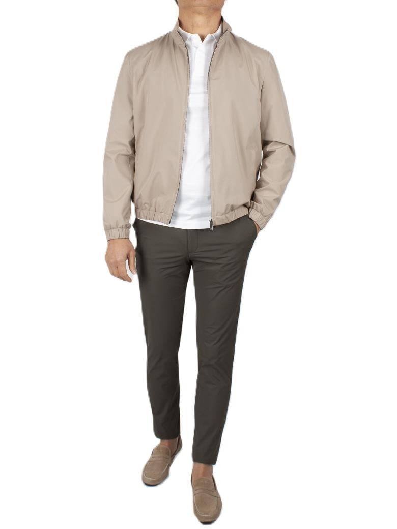 Dik Yaka Rüzgar Geçirmez İçi Pamuklu Bej Yazlık Mont