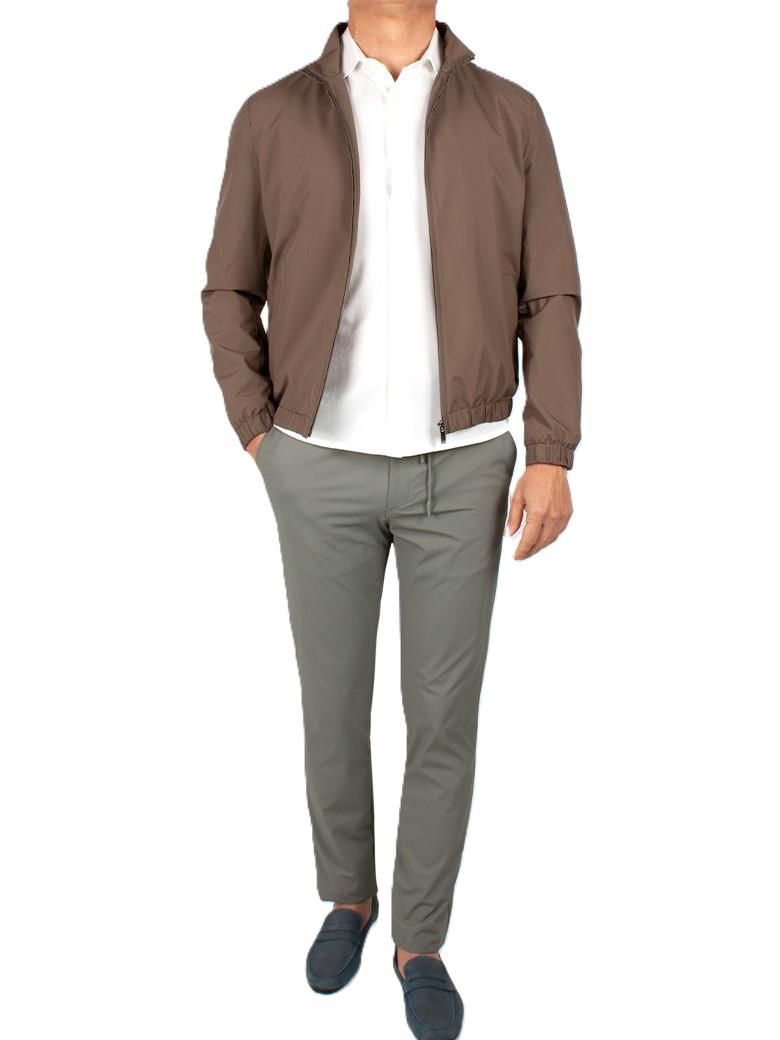 Dik Yaka Rüzgar Geçirmez İçi Pamuklu Haki Yazlık Mont