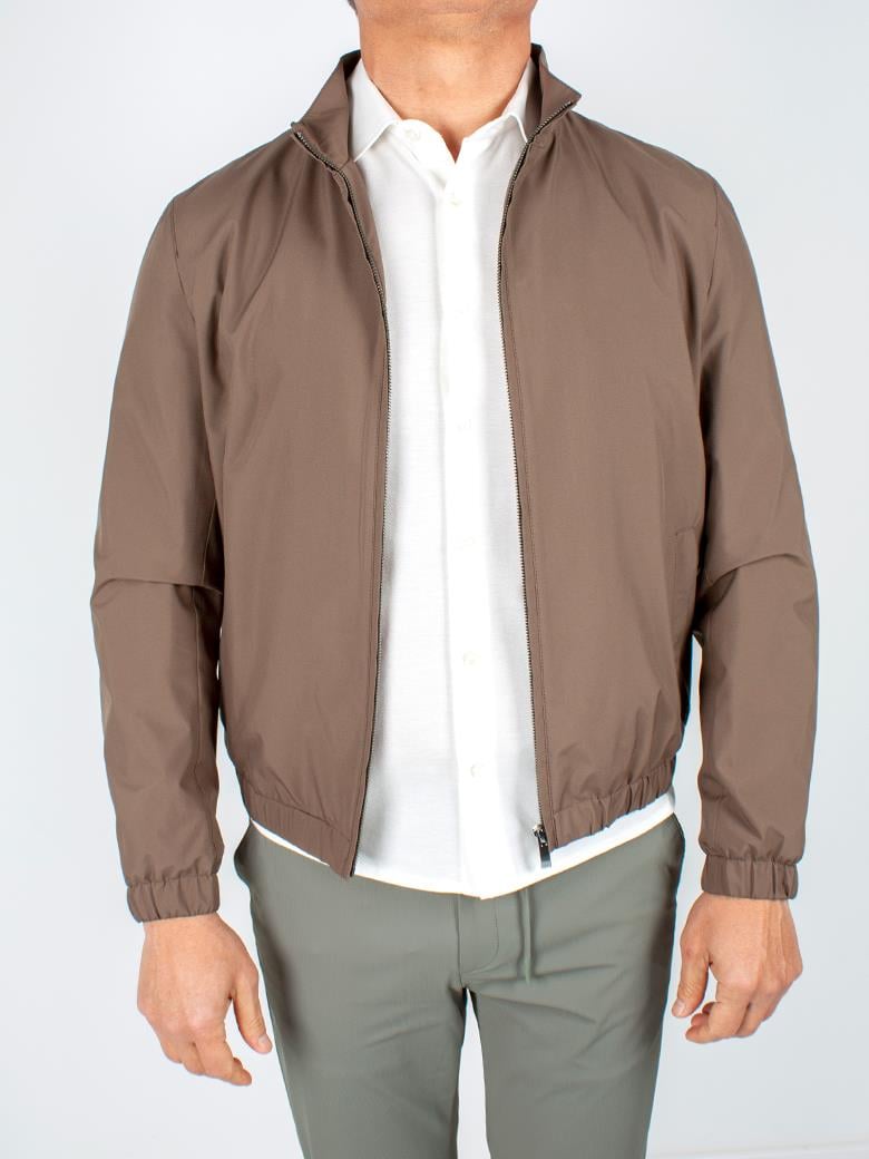 Dik Yaka Rüzgar Geçirmez İçi Pamuklu Haki Yazlık Mont