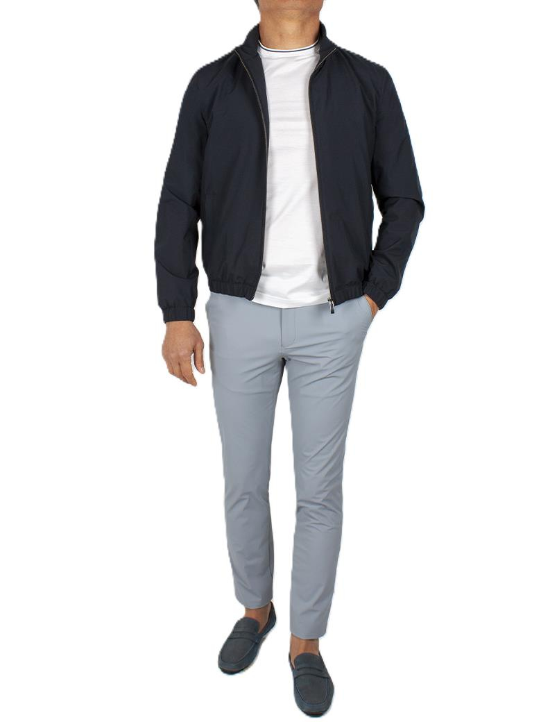 Dik Yaka Rüzgar Geçirmez İçi Pamuklu Lacivert Yazlık Mont