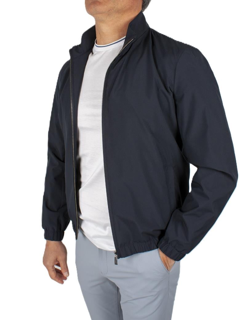 Dik Yaka Rüzgar Geçirmez İçi Pamuklu Lacivert Yazlık Mont