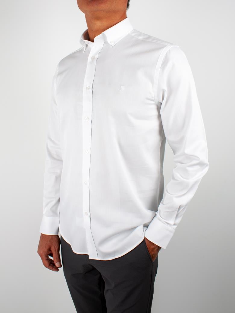 Düğmeli Yaka Pamuklu Regular Fit Normal Kesim Beyaz Gömlek