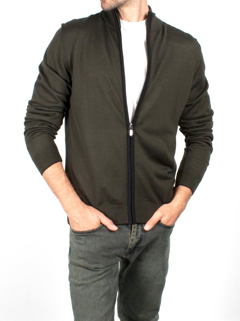 Fermuarlı Haki Yün Triko Kazak