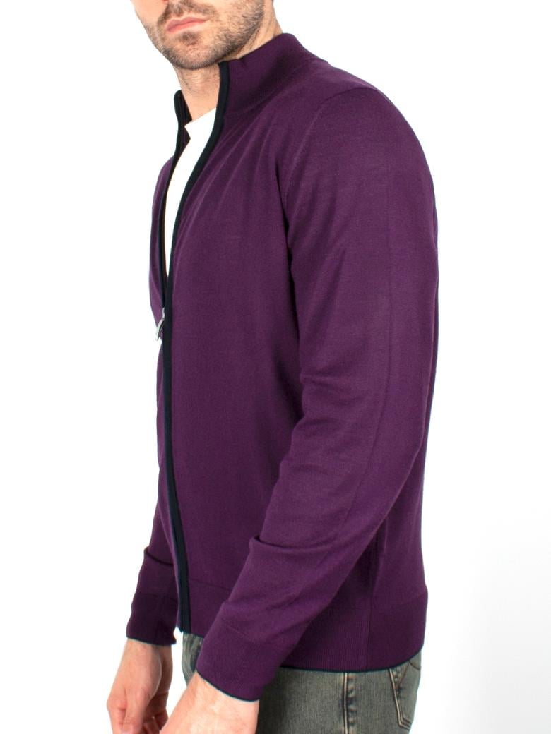 Fermuarlı Mor Yün Triko Kazak