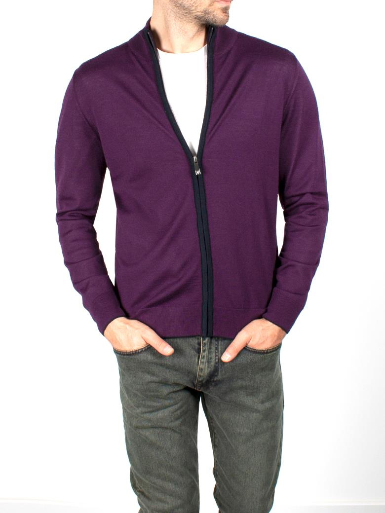 Fermuarlı Mor Yün Triko Kazak