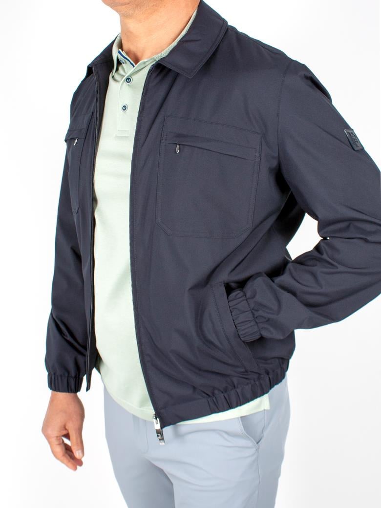 Gömlek Yaka Cep Fermuarlı Rüzgar Geçirmez İçi Pamuklu Lacivert Yazlık Mont