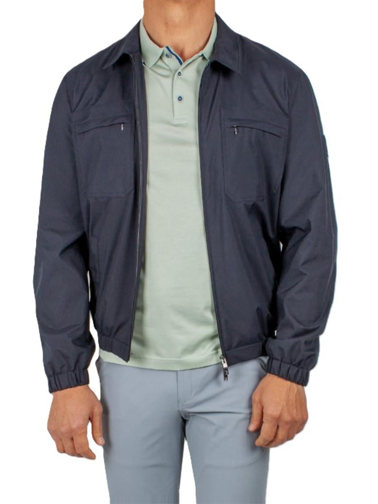 Gömlek Yaka Cep Fermuarlı Rüzgar Geçirmez İçi Pamuklu Lacivert Yazlık Mont