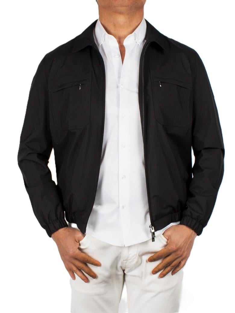 Gömlek Yaka Cep Fermuarlı Rüzgar Geçirmez İçi Pamuklu Siyah Yazlık Mont