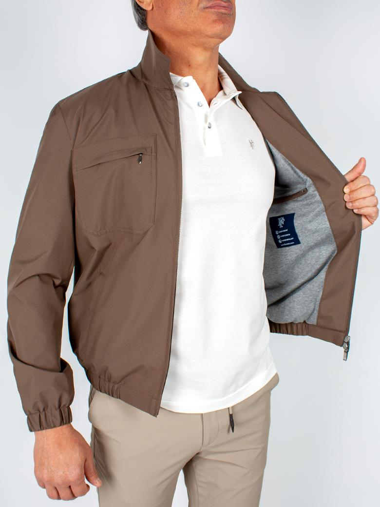 Gömlek Yaka Cep Fermuarlı Rüzgar Geçirmez İçi Pamuklu Kahve Yazlık Mont