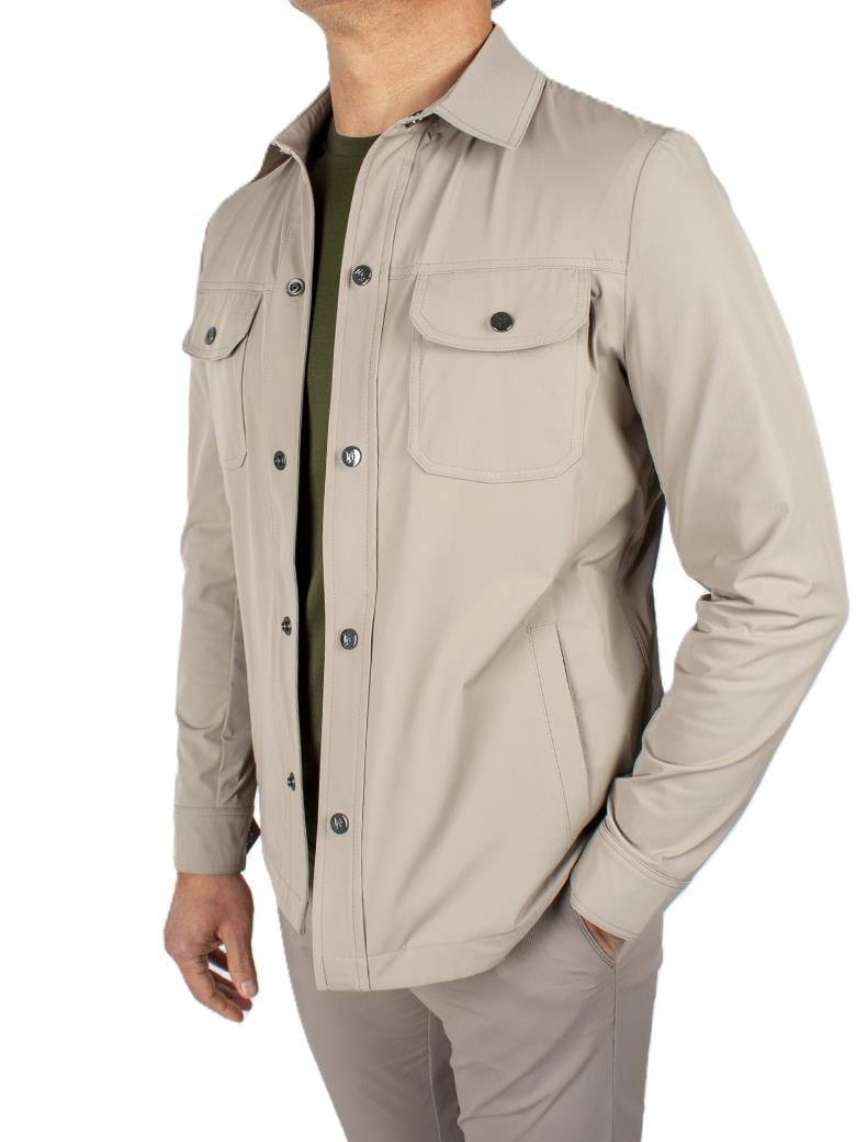 Normal Kesim Gömlek Yaka Rüzgar Geçirmez Bej Spor Yazlık Mont