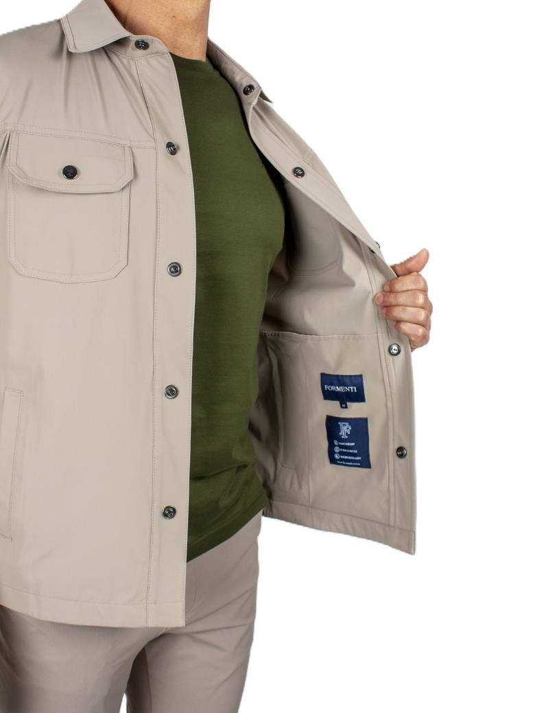 Normal Kesim Gömlek Yaka Rüzgar Geçirmez Bej Spor Yazlık Mont