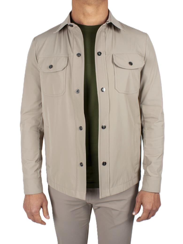 Normal Kesim Gömlek Yaka Rüzgar Geçirmez Bej Spor Yazlık Mont