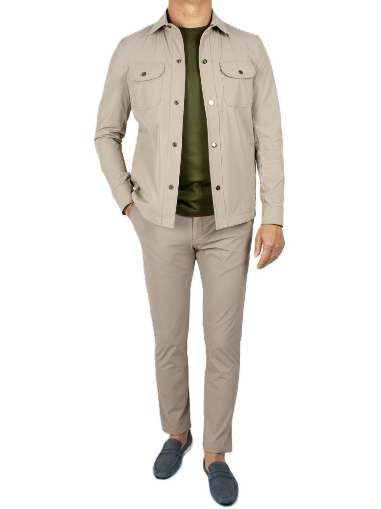 Normal Kesim Gömlek Yaka Rüzgar Geçirmez Bej Spor Yazlık Mont