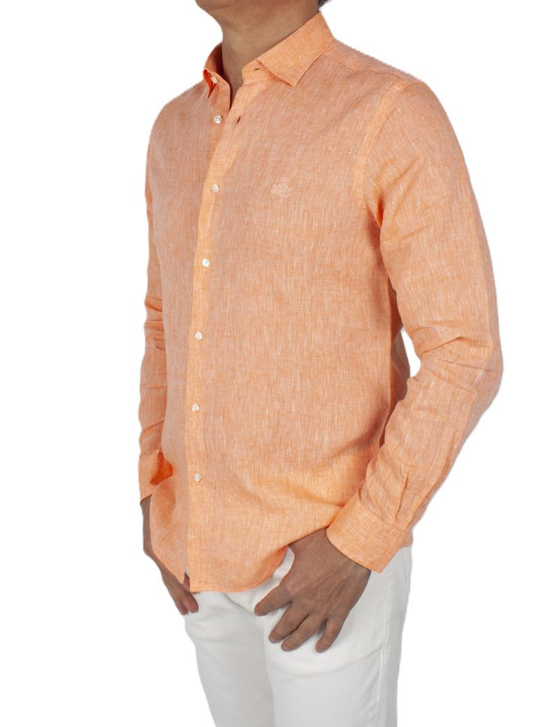 Normal Kesim Oranj Keten Gömlek