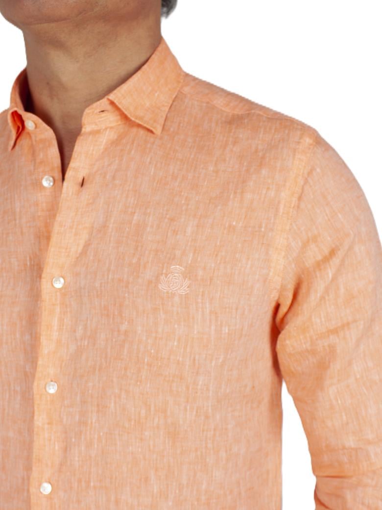 Normal Kesim Oranj Keten Gömlek