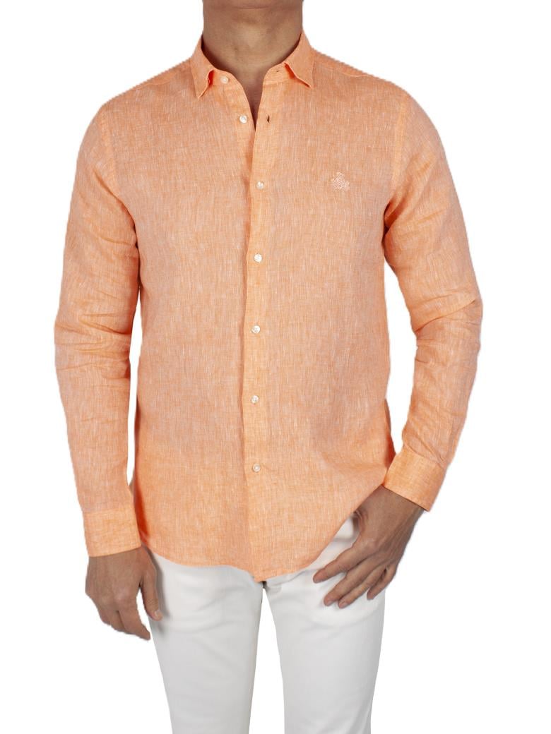 Normal Kesim Oranj Keten Gömlek