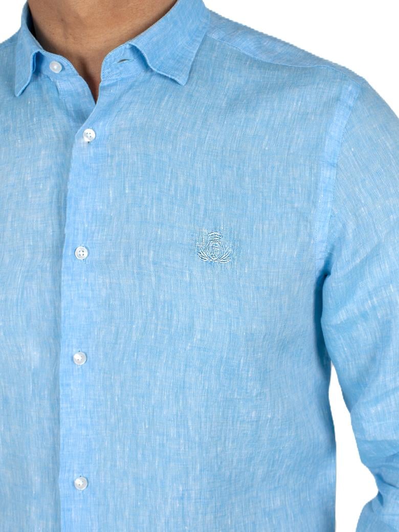 Normal Kesim Turkuaz Keten Gömlek