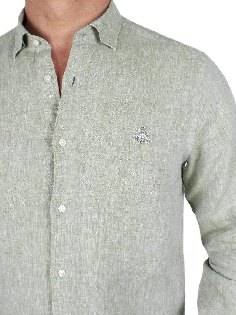 Normal Kesim Yeşil Keten Gömlek
