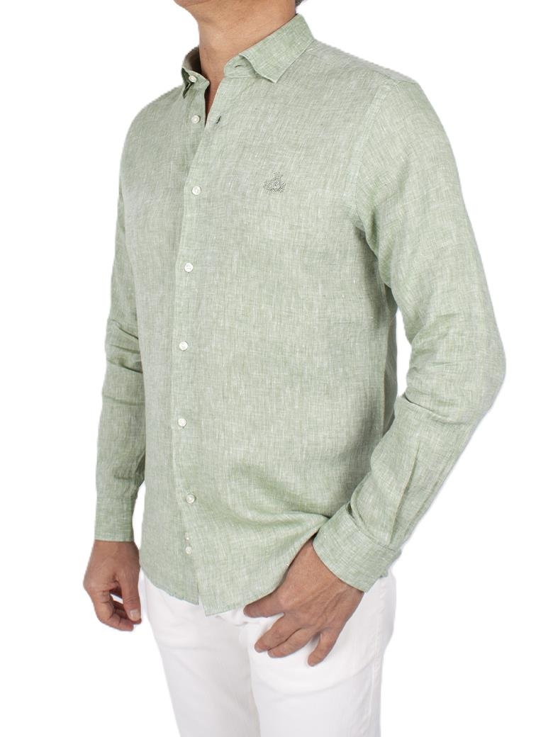 Normal Kesim Yeşil Keten Gömlek