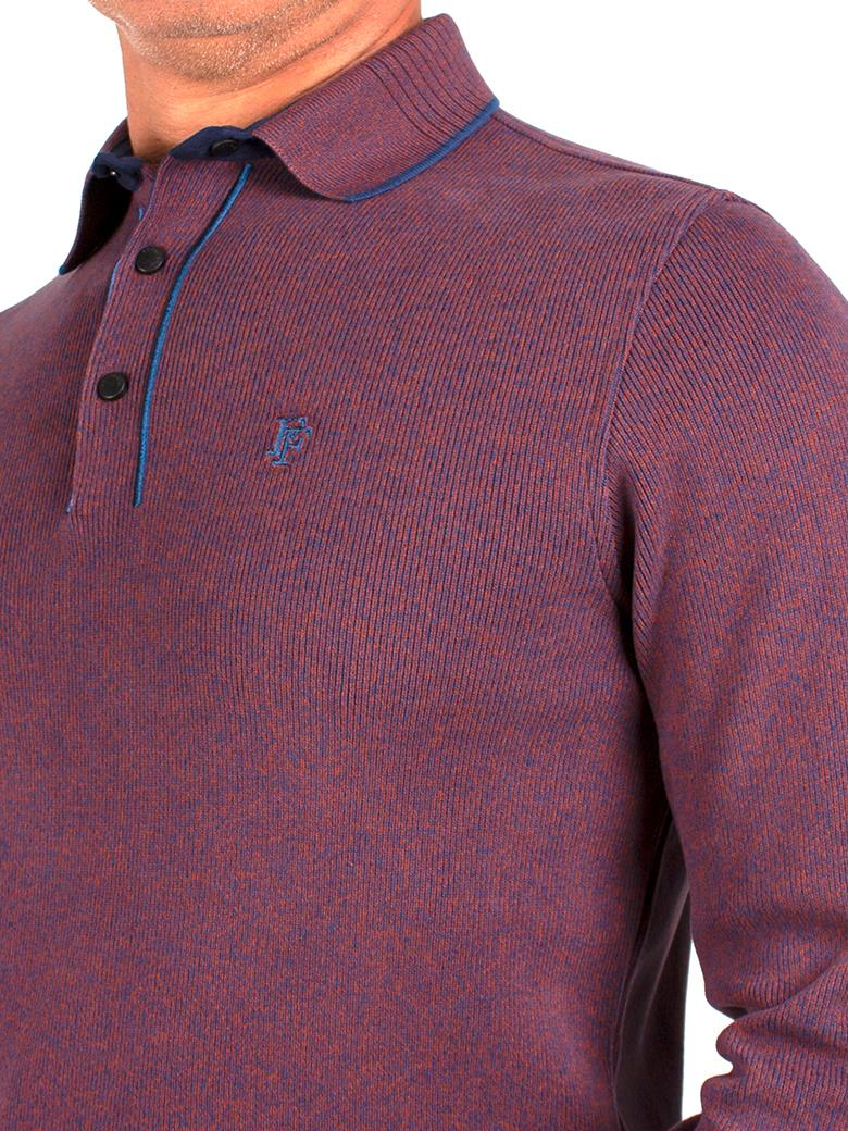 Polo Yaka Bordo Pamuk Sweatshirt