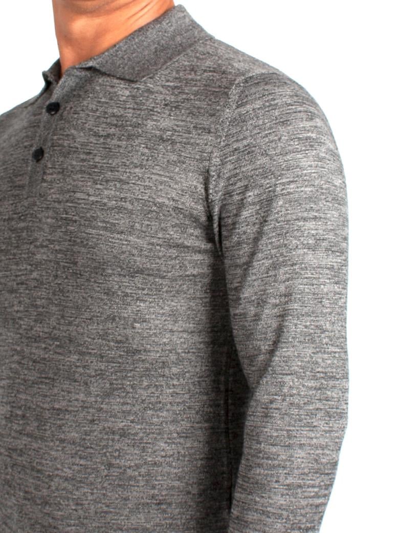 Polo Yaka Ekru Melanj Yün Kazak