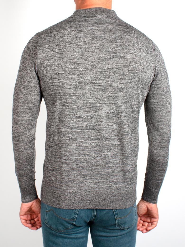 Polo Yaka Ekru Melanj Yün Kazak