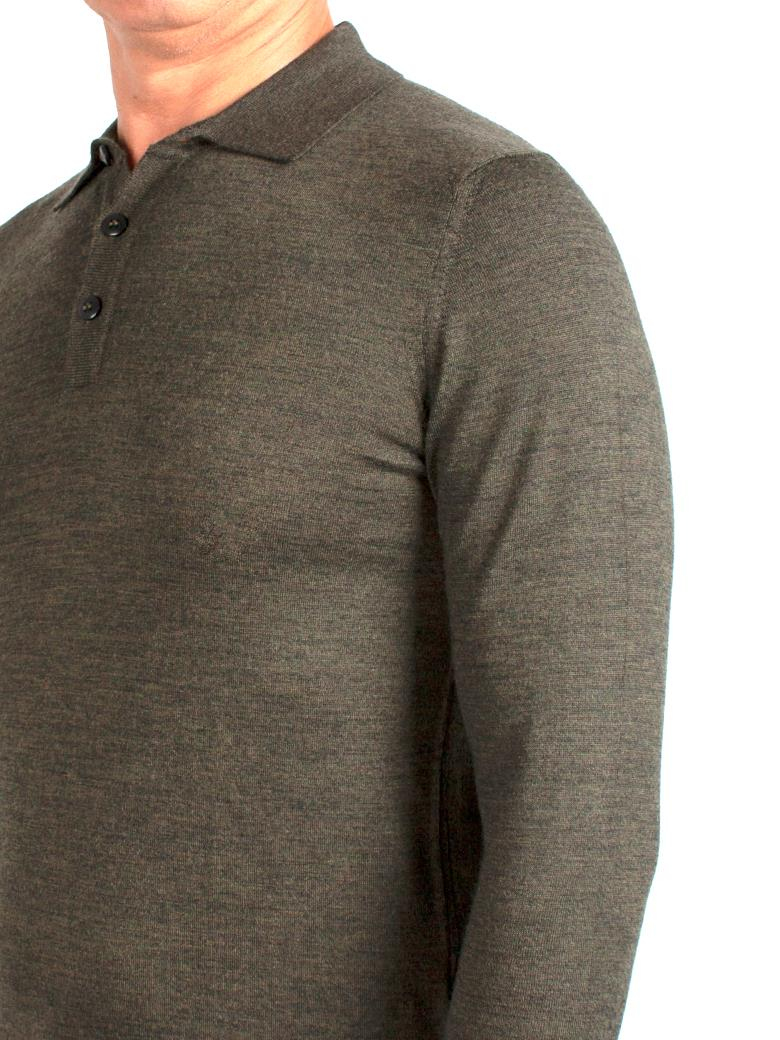 Polo Yaka Haki Melanj Yün Kazak