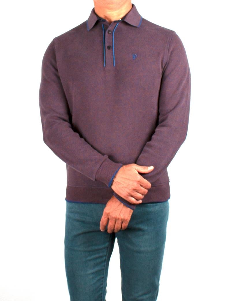 Polo Yaka Kahve Pamuk Sweatshirt