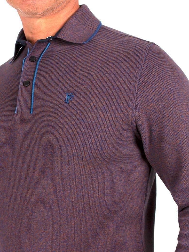 Polo Yaka Kahve Pamuk Sweatshirt