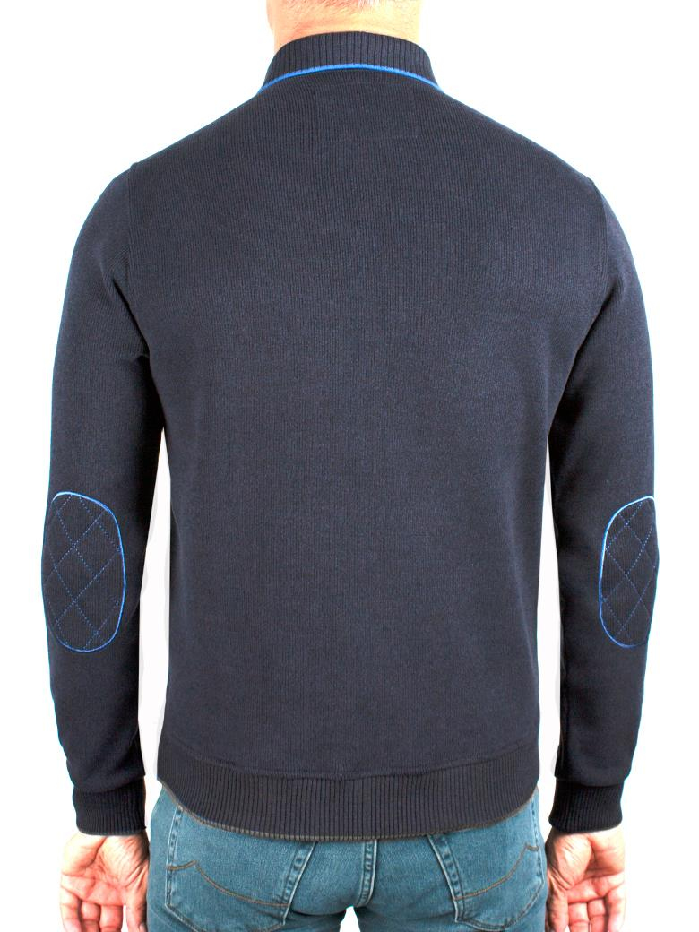 Polo Yaka Lacivert Pamuk Sweatshirt