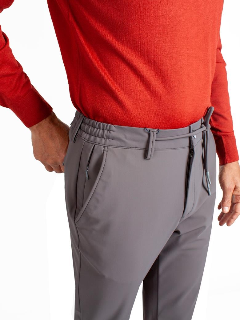 Regular Fit Belden Bağlamalı Gri Jogger Pantolon