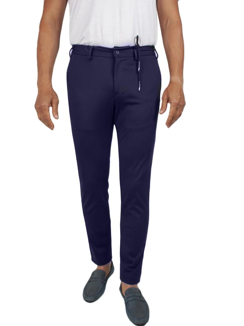 Regular Fit Beli Bağlamalı Rayon Karışımlı Esnek Lacivert Jogger Pantolon