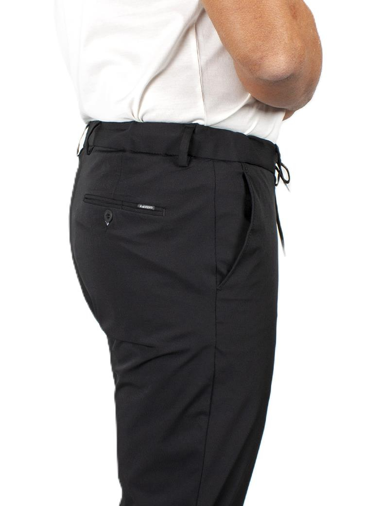 Regular Fit Beli Bağlamalı Yan Cepli Esnek Kendinden Fitilli Siyah Jogger Pantolon