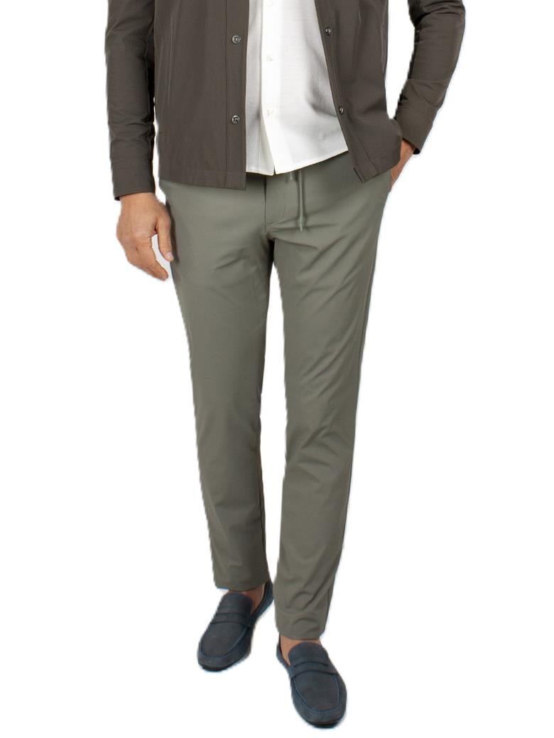 Regular Fit Beli Bağlamalı Yan Cepli Esnek Fitilli Haki Jogger Pantolon