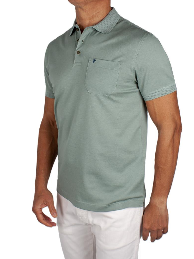 Regular Fit Cepli Merserize %100 Pamuk Açık Yeşil Polo Yaka Tişört