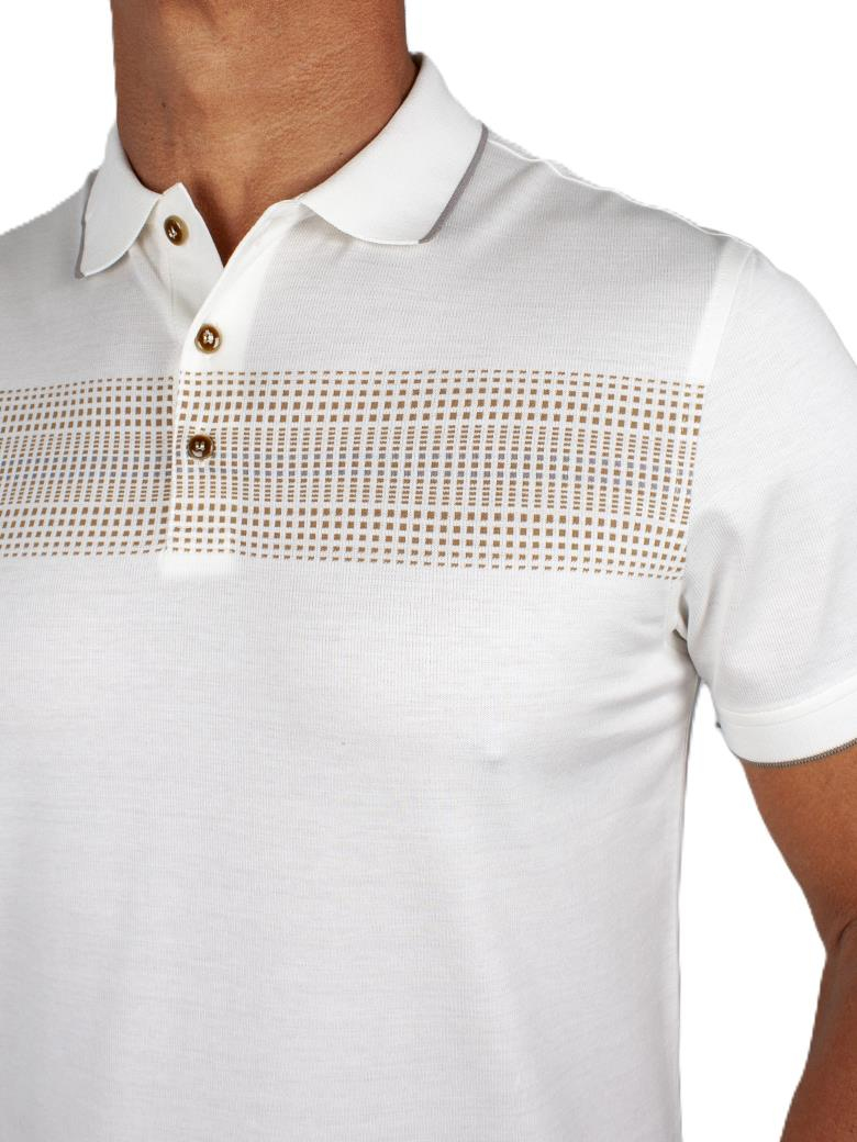 Regular Fit Desenli Merserize %100 Pamuk Ekru Polo Tişört