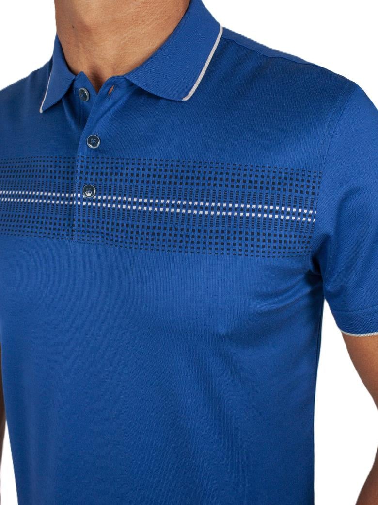 Regular Fit Desenli Merserize %100 Pamuk Saks Polo Tişört