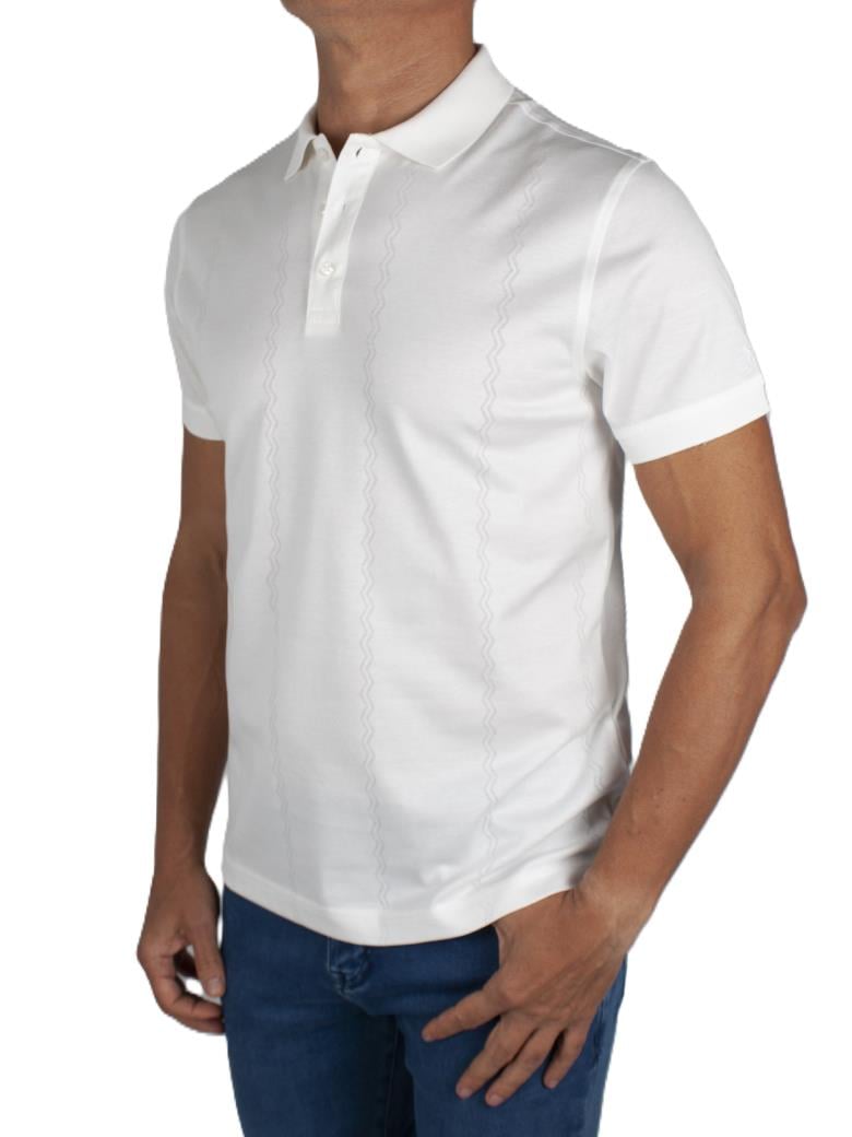 Regular Fit Desenli Merserize %100 Pamuk Ekru Polo Tişört