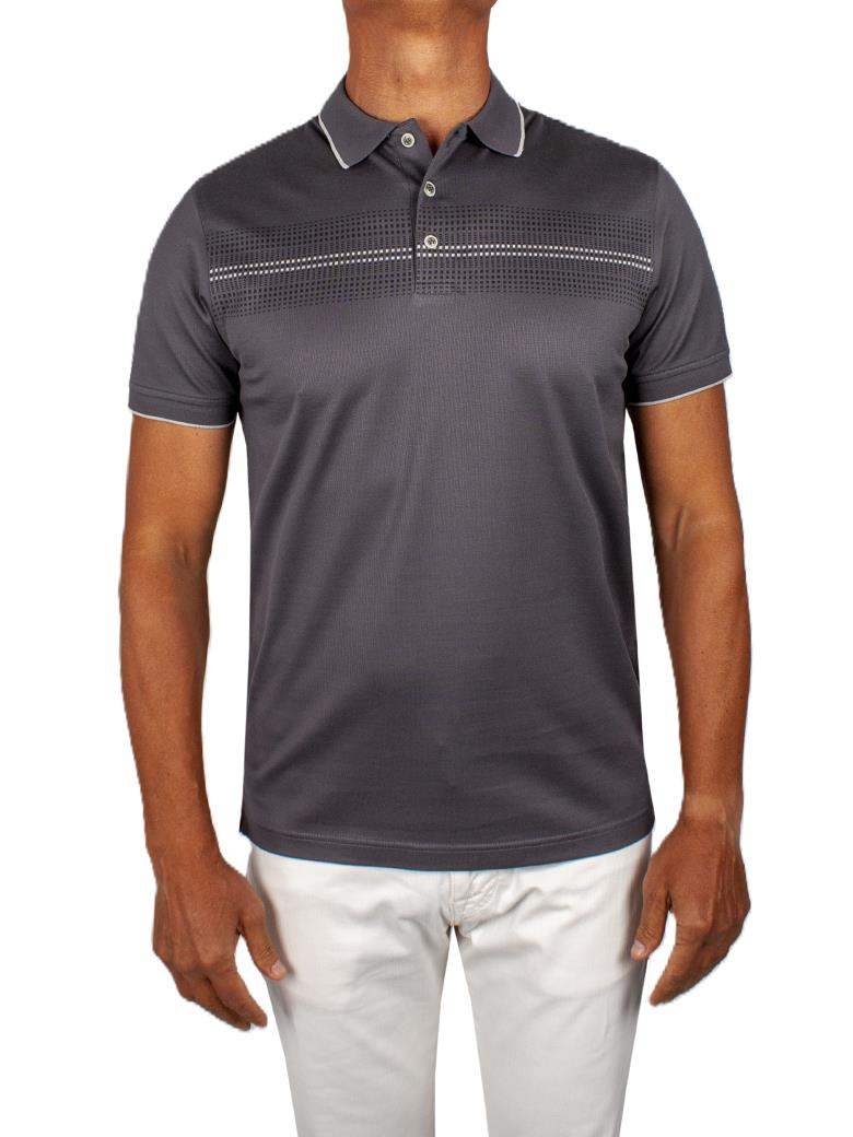 Regular Fit Desenli Merserize %100 Pamuk Antrasit Polo Tişört